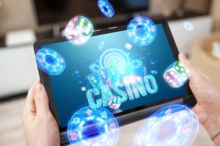 Professional dealer managing live blackjack table with real cards and chips in HD video stream